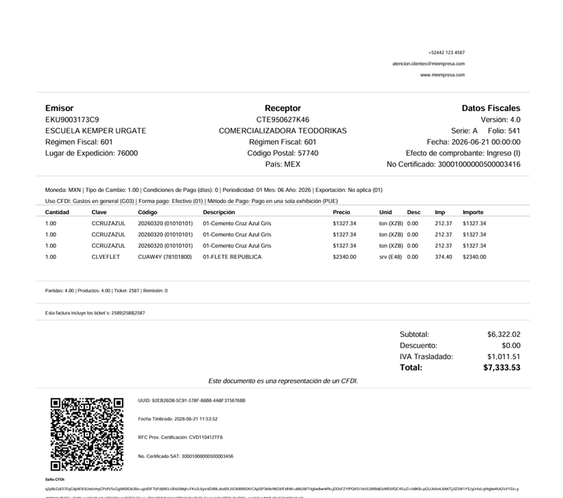 Sistema de facturación electrónica CFDI 4.0 para emitir facturas SAT